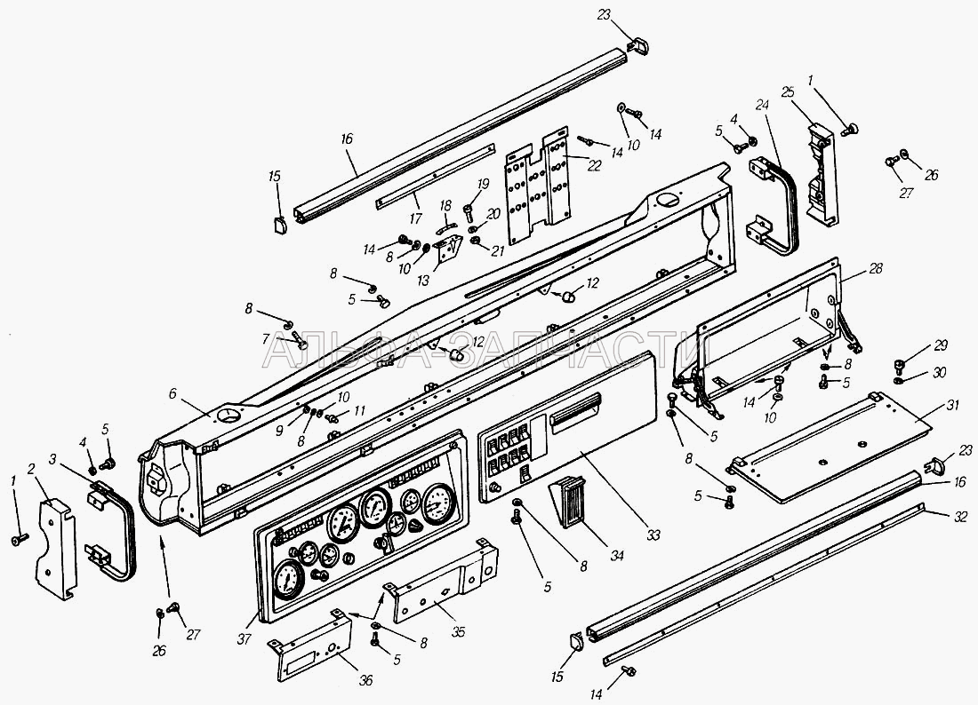 Монтаж и крепление панели приборов (5320-5325010 Панель приборов в сборе) 