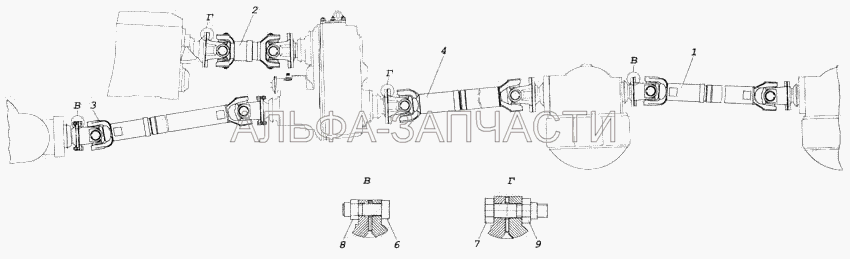 Установка карданных валов (1/55406/31 Болт М12х1,25-6gх40) 