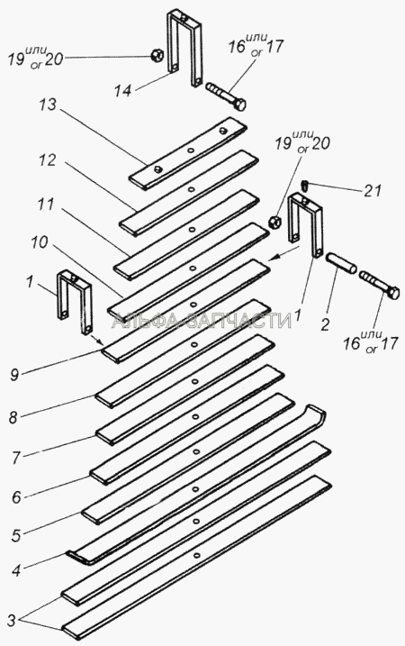 Рессора задняя (Болт М10х1,25-6gх120.88.016 ГОСТ 7798-80 Болт М10х1,25-6gх120.88.016 ГОСТ 7798-80) 