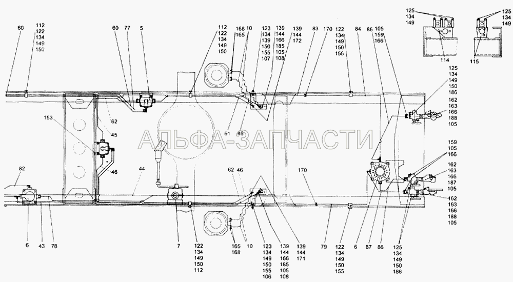 Установка пневмотормозов (100-3520010 Кран разобщительный в сборе) 