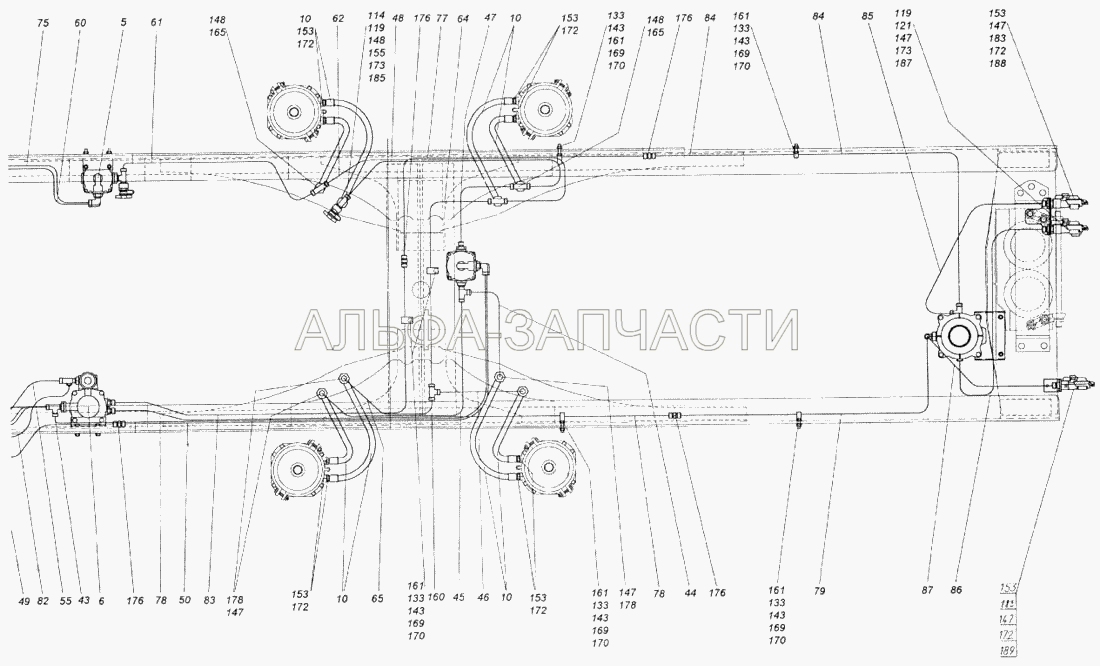 Установка пневмотормозов (5320-3506368 Шланг гибкий соединительный) 