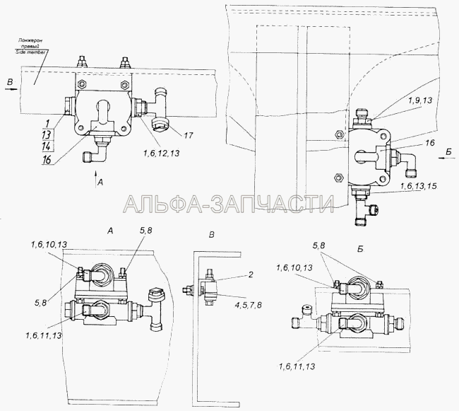 Установка ускорительных клапанов (861032 Тройник) 