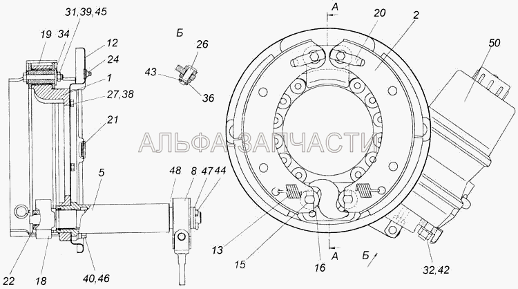 Тормоз задний правый (5320-3501109-10 Ролик колодки тормоза) 