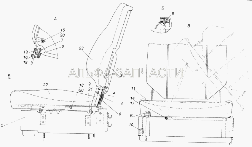 Сиденье пассажирское с ящиком (1/10880/76 Шайба стопорная 9х18,5х1,1) 