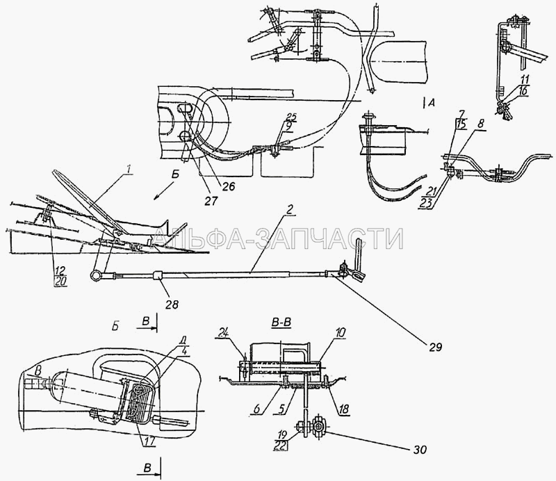 Привод акселератора (5320-1108120-12 Тяга ручного управления подачей топлива) 