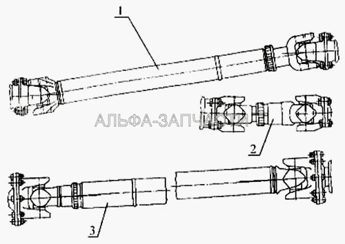 Установка валов карданных (4310-2202011-02 Вал карданный основной) 