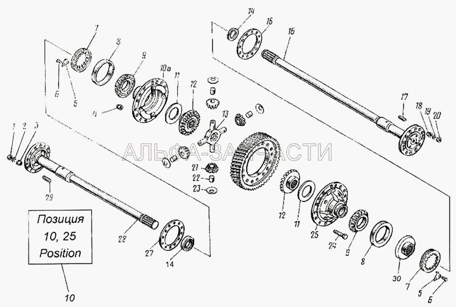 Дифференциал и полуоси моста заднего (4310-2403070-10 Полуось моста заднего правая) 
