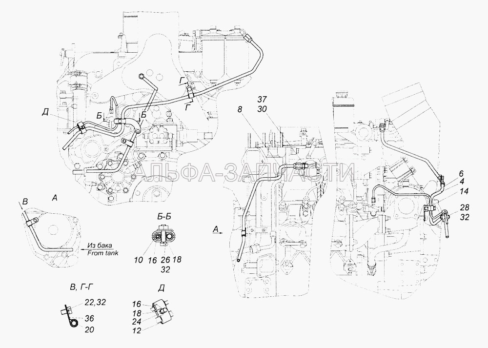 43253-1104000 Установка топливопроводов  