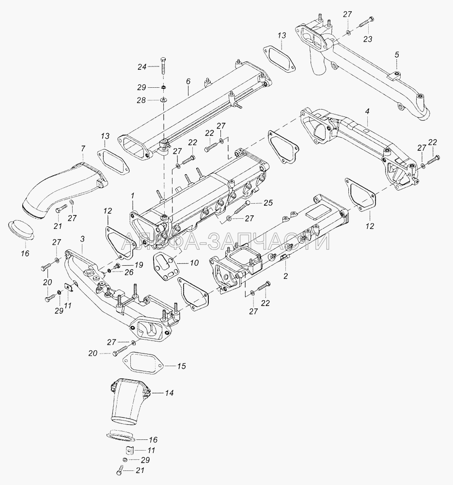 7406.1115000-30 Установка системы впуска (7406.1115110-20 Тройник) 