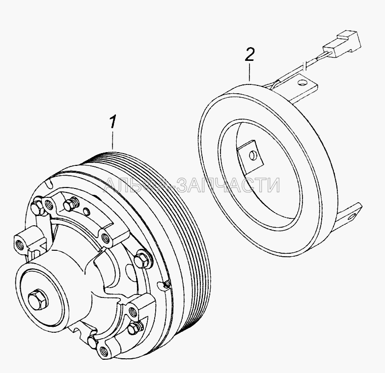 740.30-1317500-01 Муфта электромагнитная привода вентилятора (740.30-1317510-01 Шкив со ступицей вентилятора) 