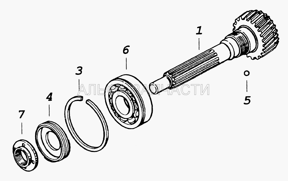 142.1701025 Вал первичный коробки передач (170412АКЛ Подшипник шариковый радиальный однорядный ГОСТ 520-89) 