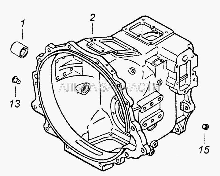 15.1770030 Картер делителя передач с втулками (14.1601216 Втулка вала вилки сцепления) 