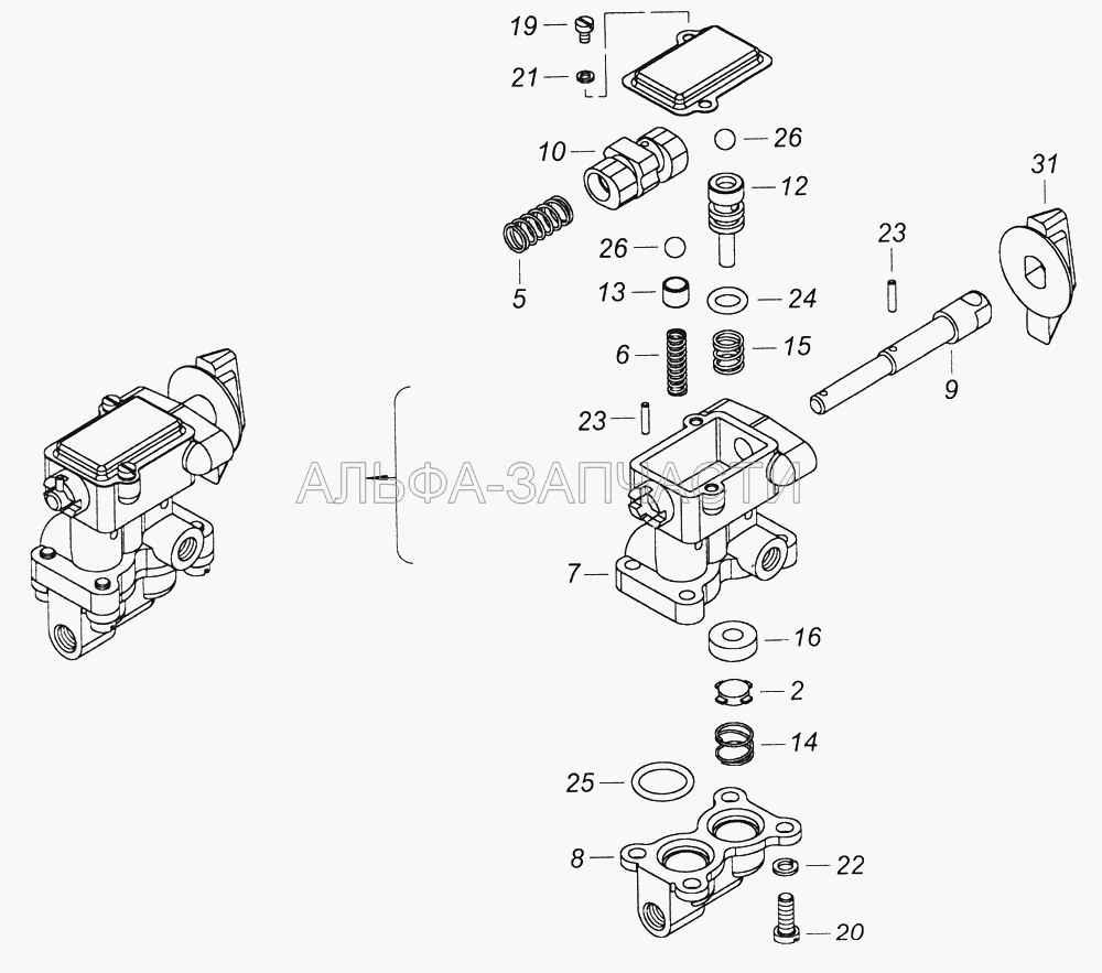 4310-1804010 Кран управления раздаточной коробкой  