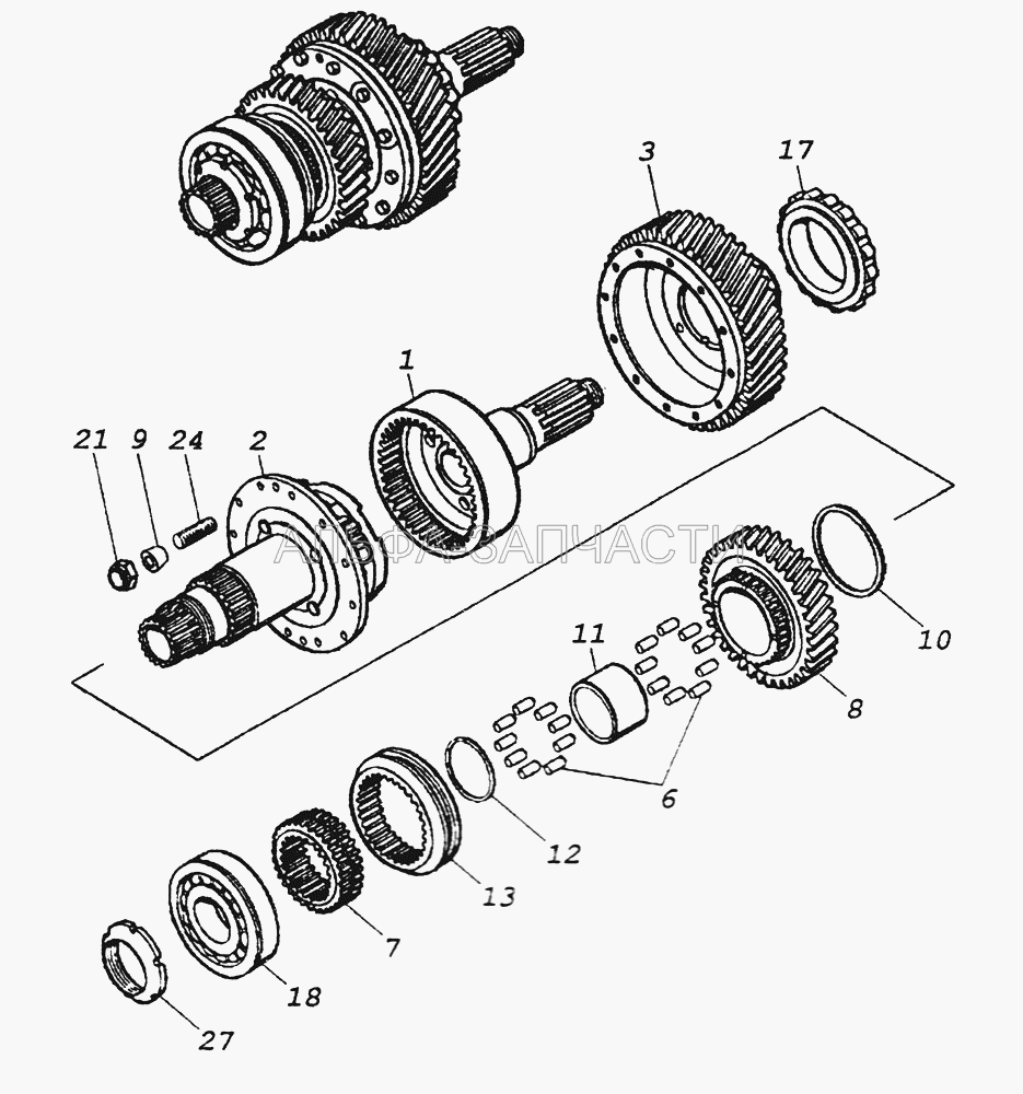 43114-1802150 Дифференциал раздаточной коробки (4310-1802167 Втулка шлицевая) 