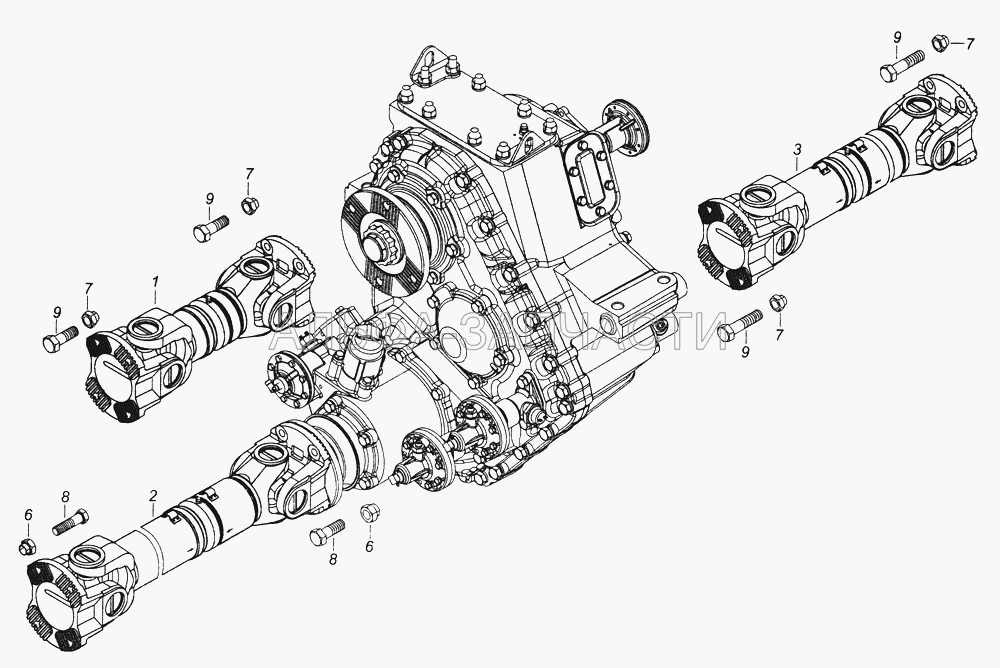 43501-2200001-10 Установка карданных валов (43118-2202011-31 Вал карданный основной) 