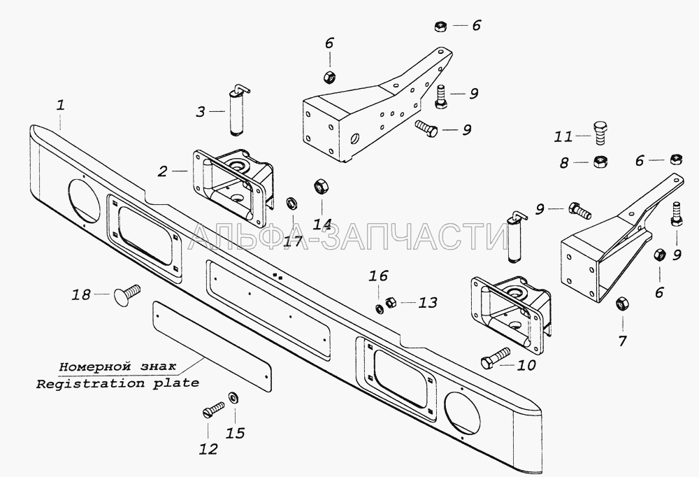 4310-2803003-20 Установка переднего буфера (1/55405/21 Болт М12х1,25-6gх35) 