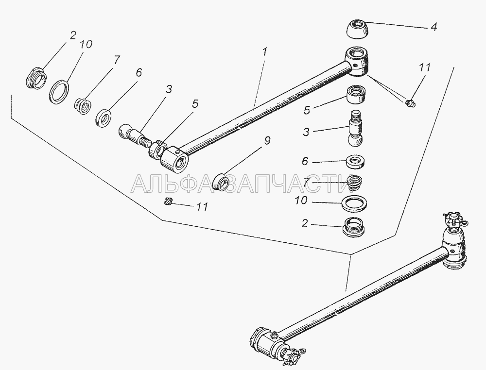 4310-3414010 Тяга сошки рулевого управления (5320-3414069 Пружина наконечника тяги рулевой трапеции) 