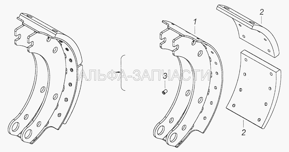 53212-3501090-10 Колодка тормоза с накладками (53205-3501090-40 Колодка переднего тормоза с накладками) 