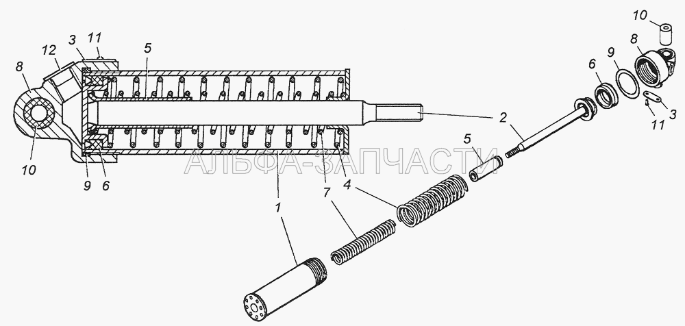 100-3570210 Цилиндр управления заслонкой в сборе (100-3570209 Комплект запасных частей) 