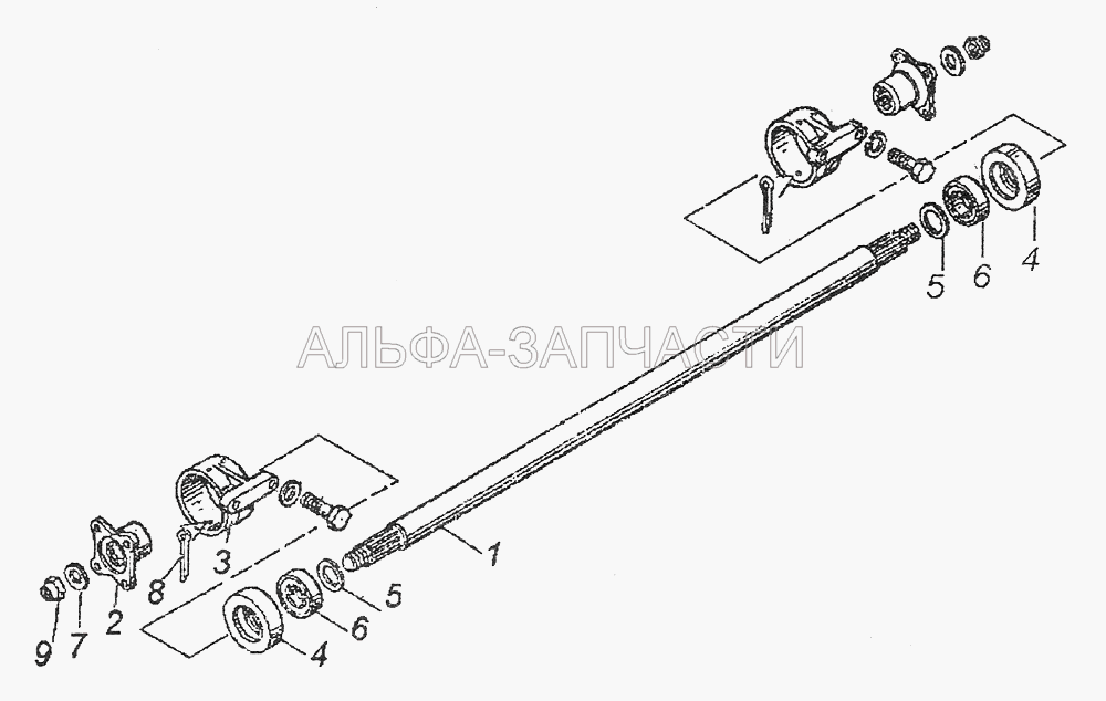 4326-4502210-01 Вал карданный промежуточный (4310-4502219 Подушка опоры) 