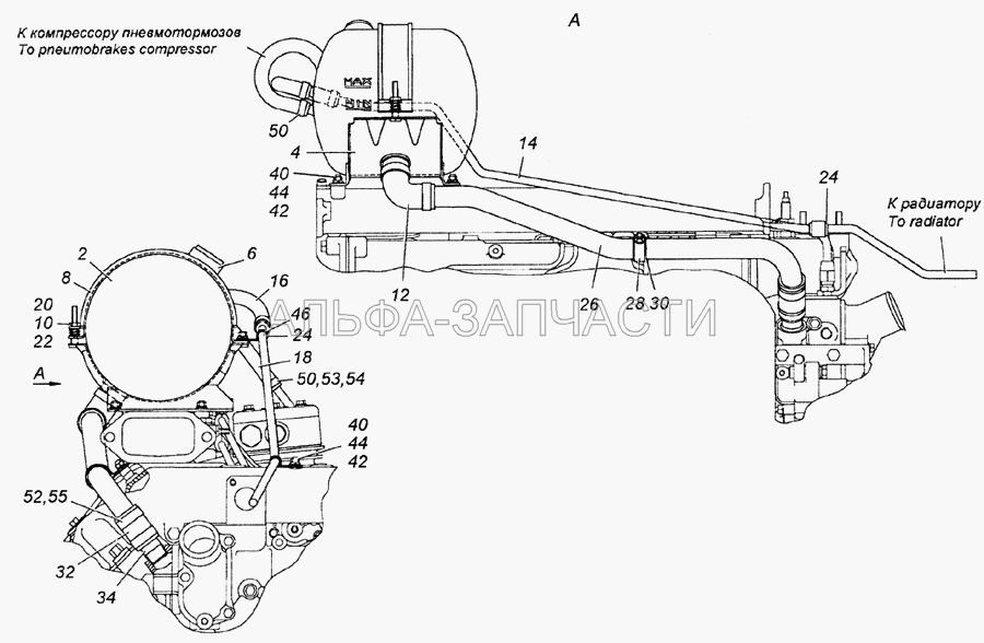 54115-1311005-10 Установка расширительного бачка (5320-1311049 Рукав) 