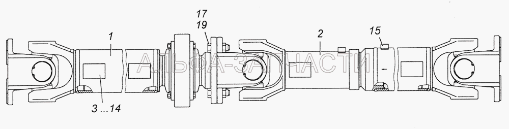 6350-2201006-10 Валы карданные в сборе (251648 Гайка М14х1,5-6Н ОСТ 37.001.197-75) 