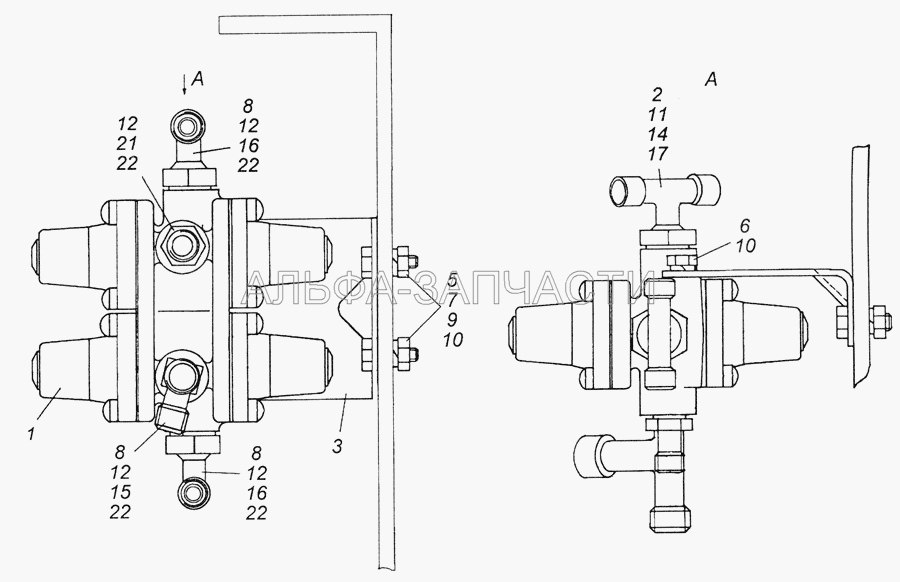 4310-3500015-10 Установка четырехконтурного защитного клапана  