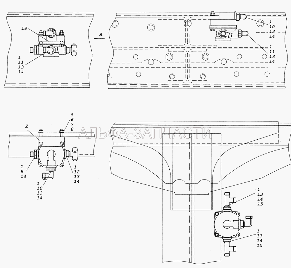 6350-3500018-10 Установка ускорительных клапанов (861032 Тройник) 