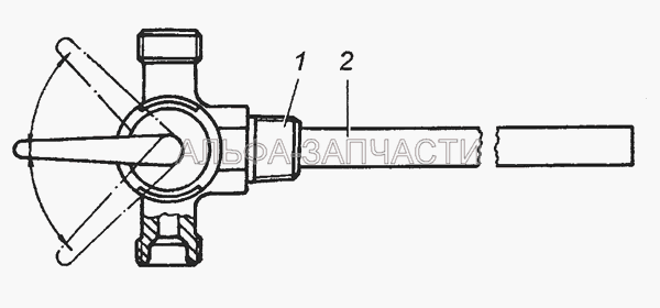 5410-1104136 Трубка слива топлива в бак с краном в сборе (5410-1104160 Кран распределительный топливный в сборе) 