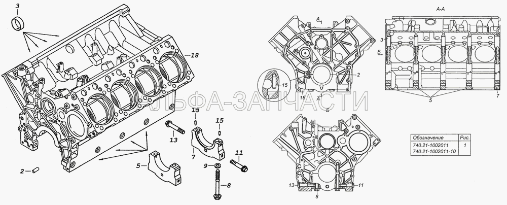 740.21-1002011 Блок цилиндров в сборе (740.21-1002011 Блок цилиндров в сборе) 