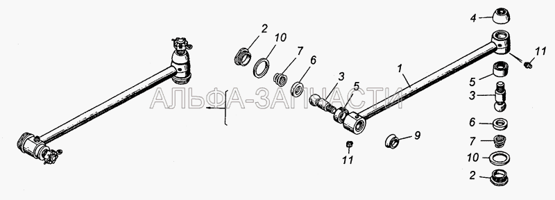 4310-3414010 Тяга сошки рулевого управления (5320-3414032 Палец шаровой) 