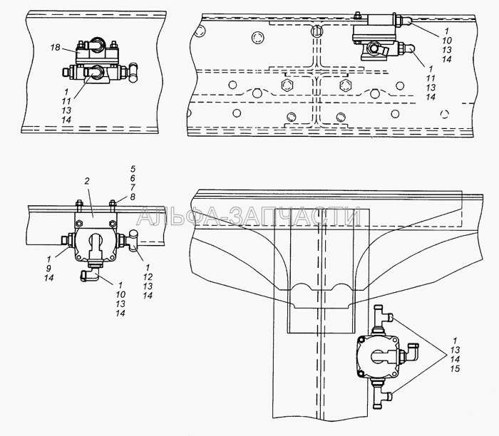 6350-3500018-10 Установка ускорительных клапанов  