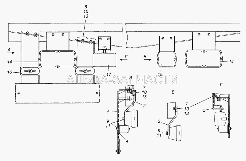 6350-3716002 Установка задних фонарей  