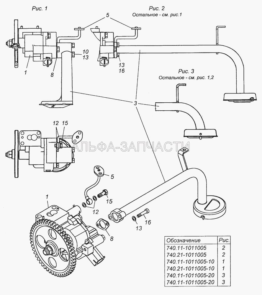 740.11-1011005 Насос масляный с маслозаборником в сборе  