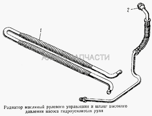 Радиатор масляный рулевого управления и шланг высокого давления насоса гидроусилителя руля  