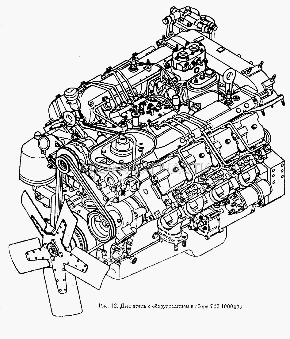 Двигатель с оборудованием в сборе, основная комплектация (740.1000400 Двигатель с оборудованием в сборе, основная комплектация) 