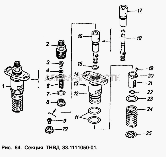 Секция  ТНВД (33.1111102-10 Клапан нагнетательный в сборе) 