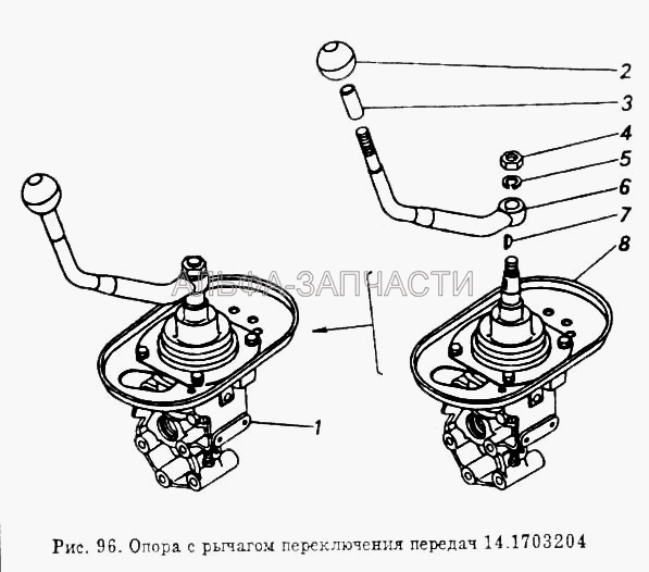 Опора с рычагом переключения передач (14.1703204 Опора с рычагом в сборе) 