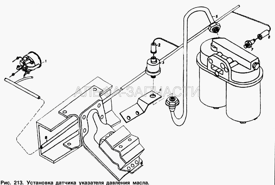 Установка датчика указателя давления масла (5320-3830300 Датчик аварийного падения давления воздуха в сборе) 