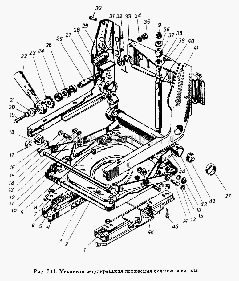 Механизм регулирования положения сиденья водителя  