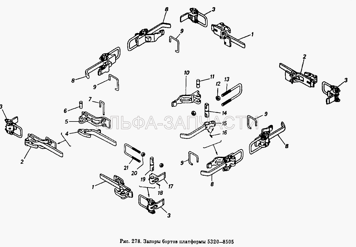 Запоры бортов платформы (1/21647/11 Гайка М10х1,25-6Н) 