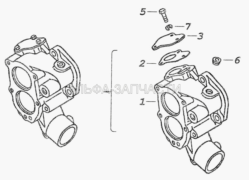 Коробка водяная (740.1303176 Коробка водяная в сборе) 