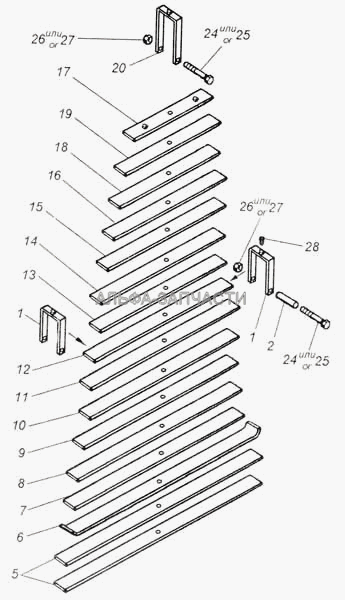 Рессора задняя (Болт М10х1,25-6gх120.88.016 ГОСТ 7798-80 Болт М10х1,25-6gх120.88.016 ГОСТ 7798-80) 