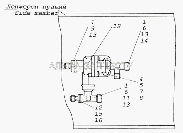 Установка двухмагистрального клапана (861032 Тройник) 