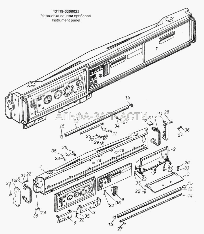 Установка панели приборов (5320-5325010 Панель приборов в сборе) 