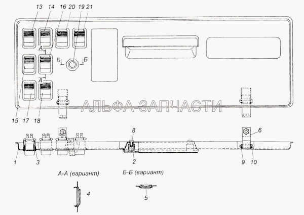 Панель выключателей (5320-3710015-02 Рамка выключателей) 