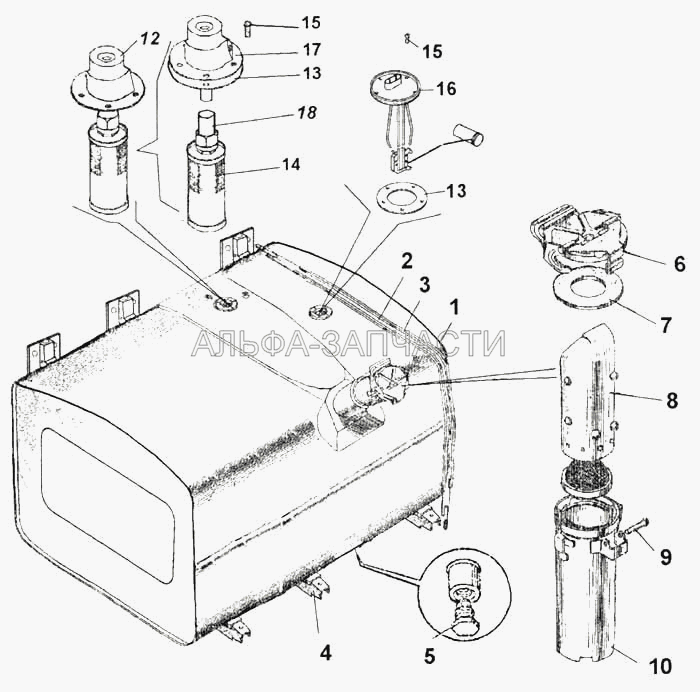 Бак топливный (541121-1104023 Фильтр приемной трубки) 