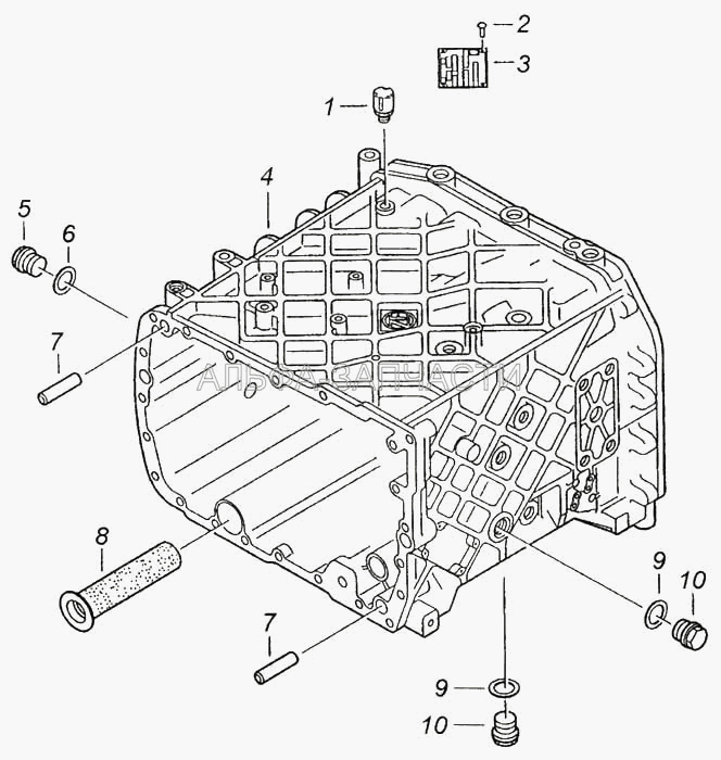 Картер коробки передач с пробками  