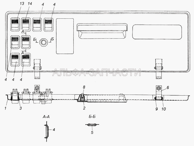 Панель выключателей (5320-3710015-02 Рамка выключателей) 