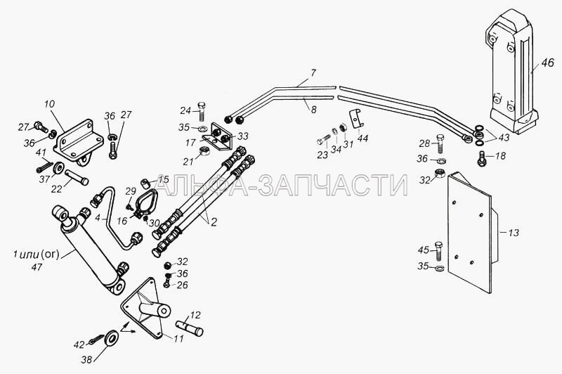 Установка механизма опрокидывания кабины (1/55407/21 Болт М12х1,25-6gх45) 